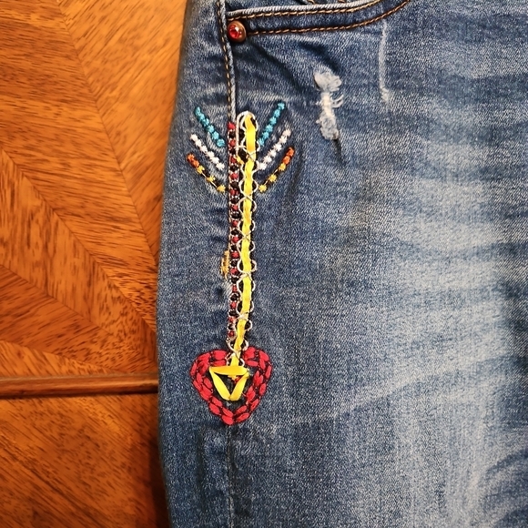 Desigual Women's Boyfriend Jeans in Blue with Multicolor Patchwork - Picture 4 of 11